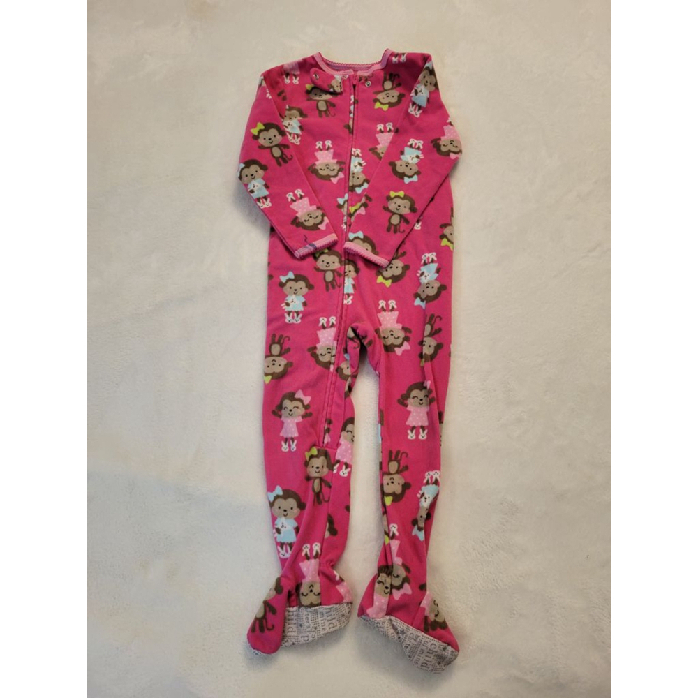 Girls Child of Mine by Carter's 3T Pink Blue Monkey Pajama Set - Picture 2 of 8